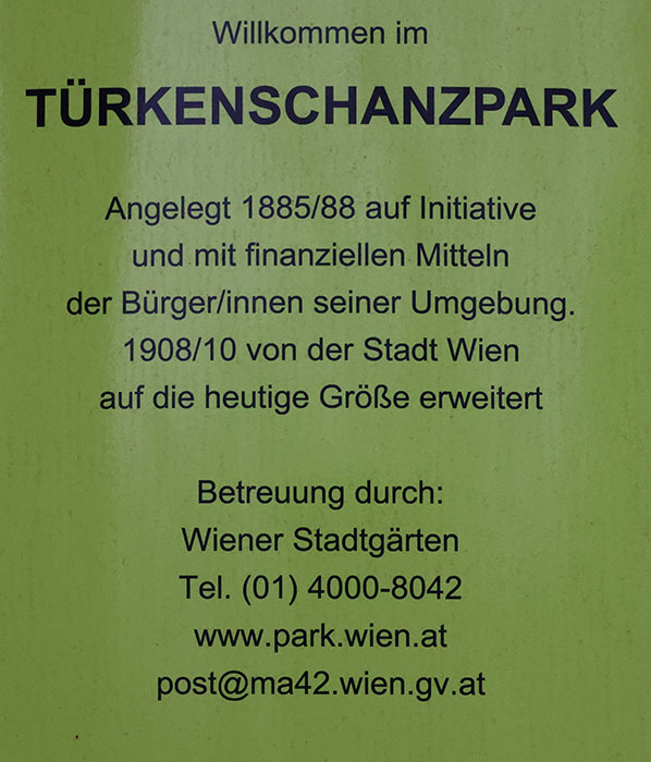 Türkenschanzpark Tafel