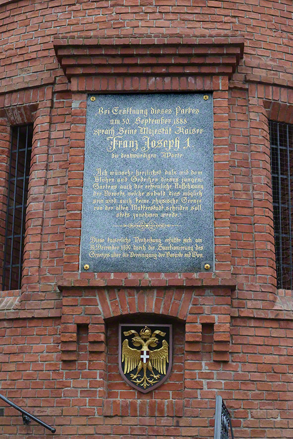 Gedenktafel Aussichtswarte Türkenschanzpark