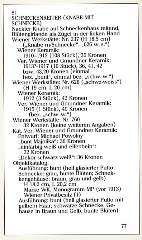 Markenlexikon Nr. 3, Wiener Keramik Modelle 1906-1913